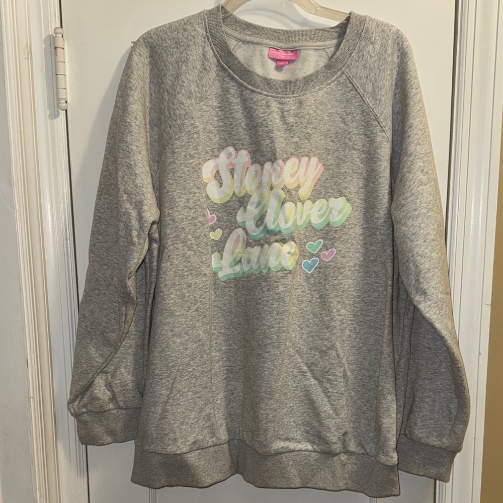 Stoney Clover Lane by Target Gray Sweatshirt with Pastel Rainbow Script